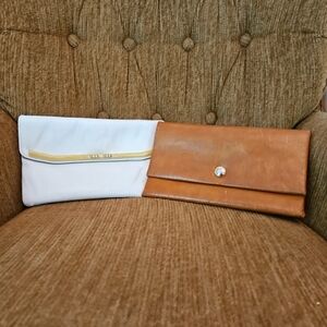 Elegant White and Brown Clutch Set